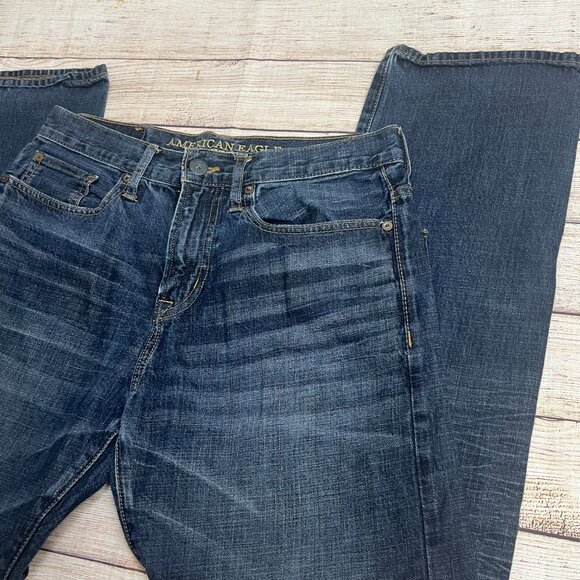 American Eagle Relaxed Straight Leg Jeans Men's 30x32 Medium Wash Denim AEO - Picture 12 of 16